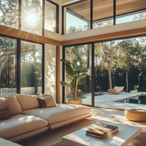Window tint offering heat protection in luxury home